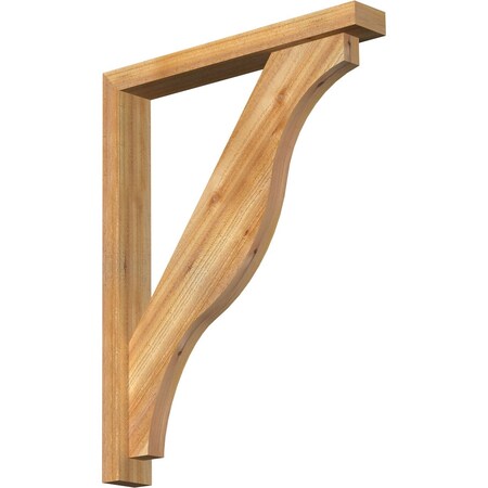 Ekena Millwork Funston Block Rough Sawn Bracket w/ Offset Brace, Western Red Cedar, 4"W x 28"D x 36"H BKT0402X28X36FST05RWR
